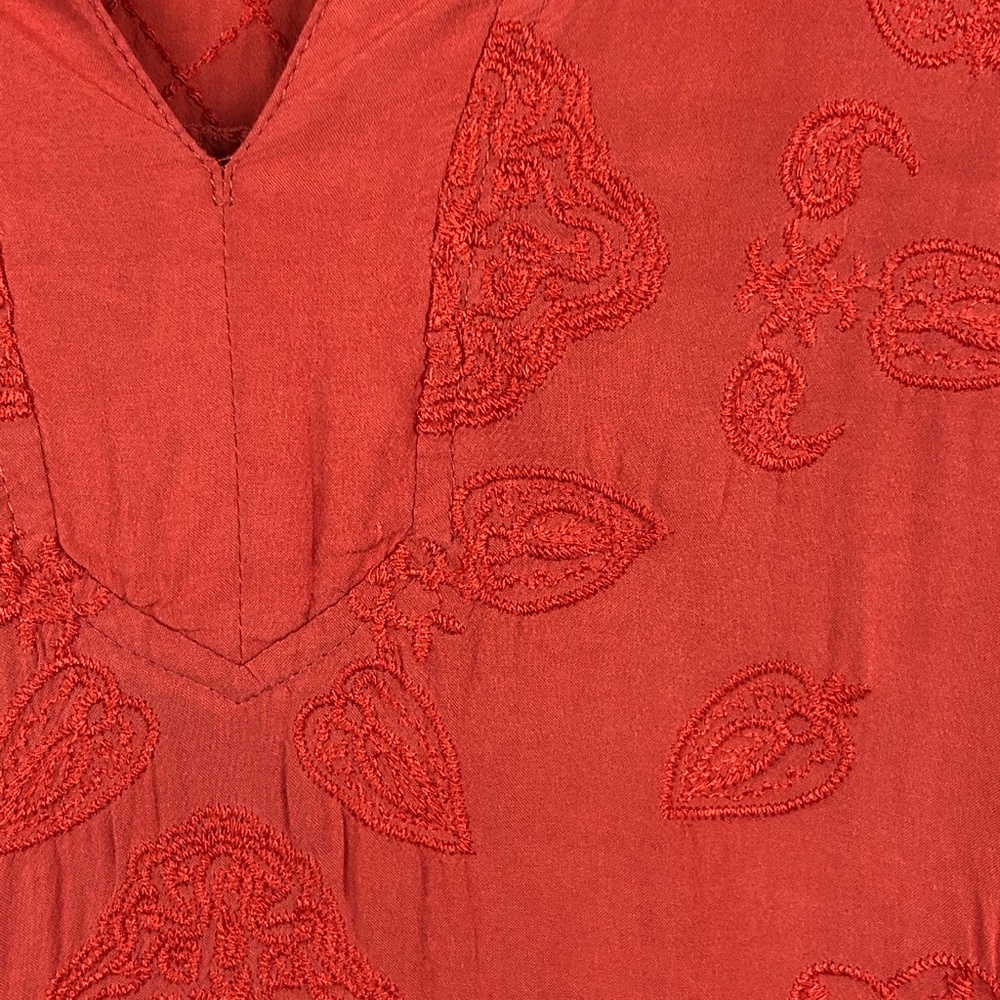 π Maria Rerio Orange-Red Boho Tunic - Picture 2 of 5